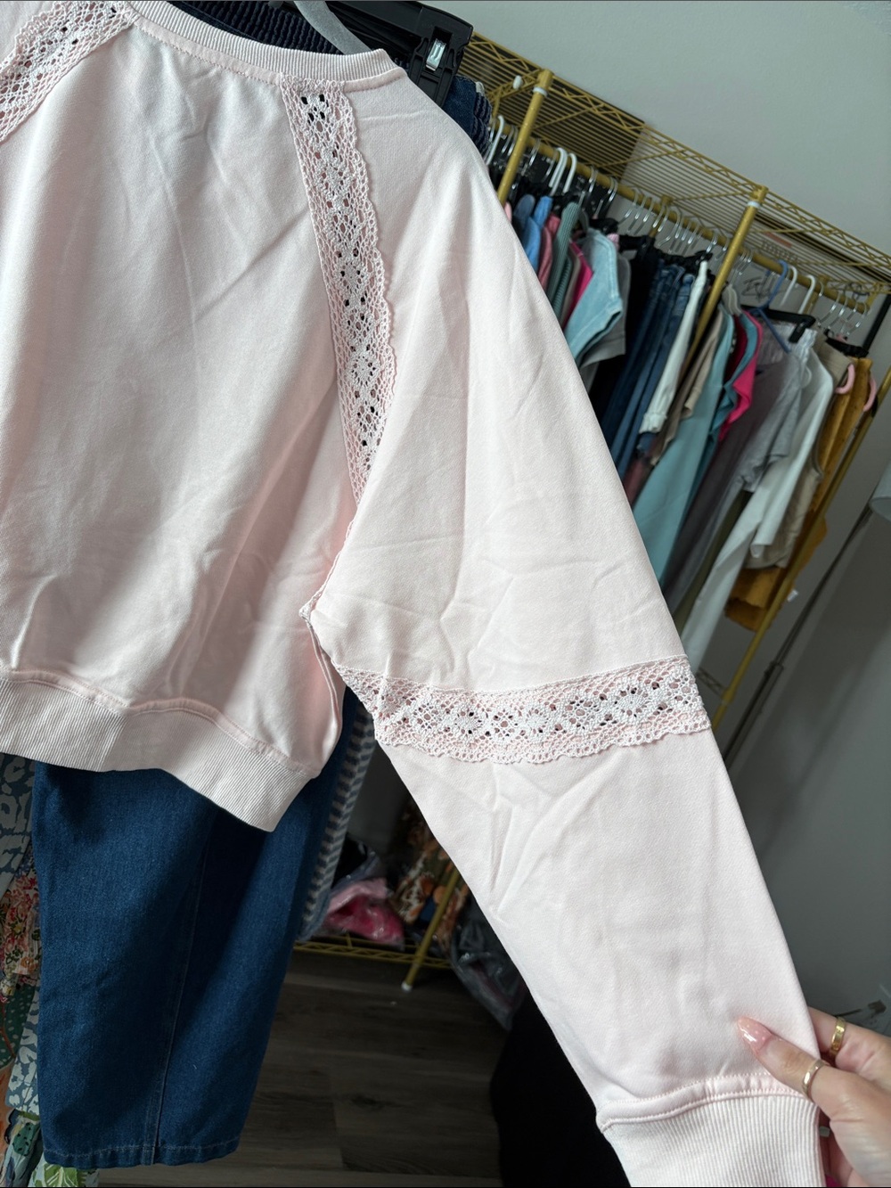 BiBi Soft Blush Lace-Trim Pullover - Picture 5 of 5